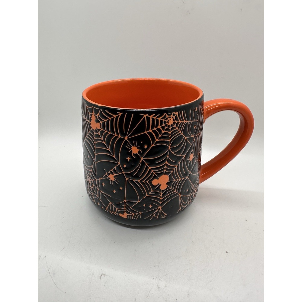 Disney Halloween Spiderweb Mug Black Orange Mickey Zrike Brands